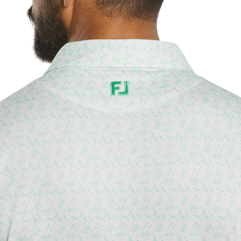 2026 FootJoy Men's Vintage Floral Lisle Polo - White/Seafoam