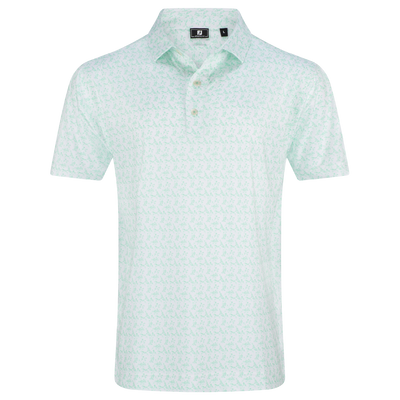 2026 FootJoy Men's Vintage Floral Lisle Polo - White/Seafoam