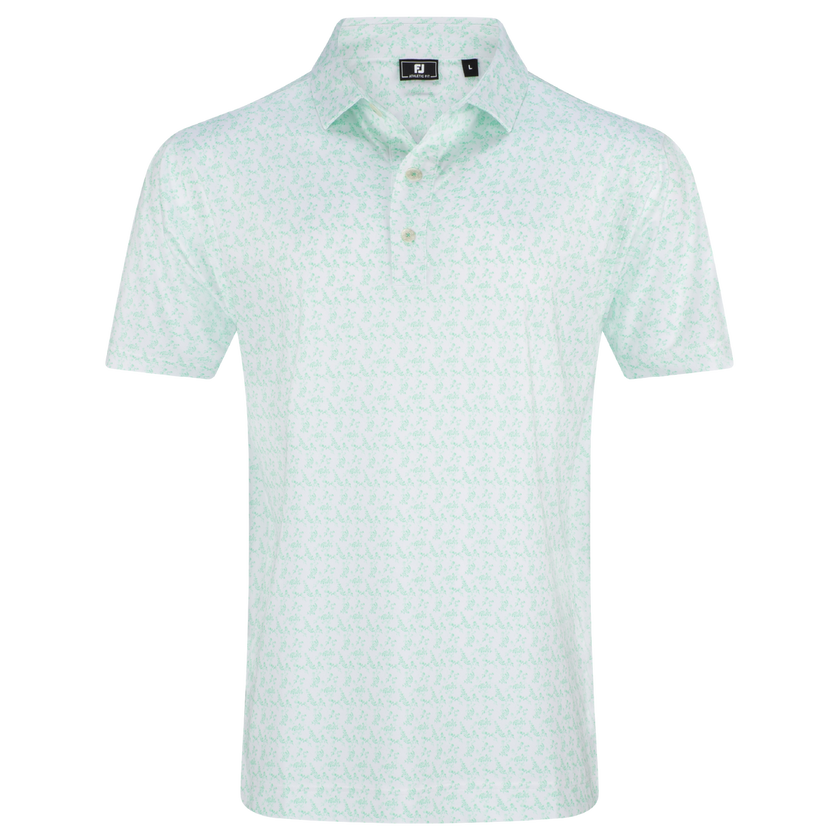 2026 FootJoy Men's Vintage Floral Lisle Polo - White/Seafoam