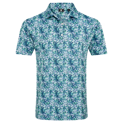 2026 FootJoy Men's Garden Print Lisle Polo - Navy