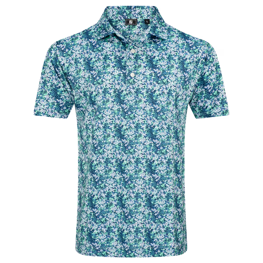 2026 FootJoy Men's Garden Print Lisle Polo - Navy
