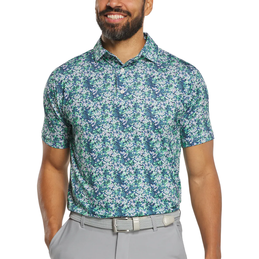 2026 FootJoy Men's Garden Print Lisle Polo - Navy