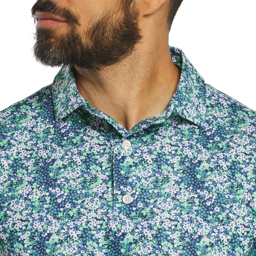 2026 FootJoy Men's Garden Print Lisle Polo - Navy