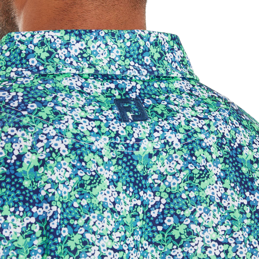 2026 FootJoy Men's Garden Print Lisle Polo - Navy