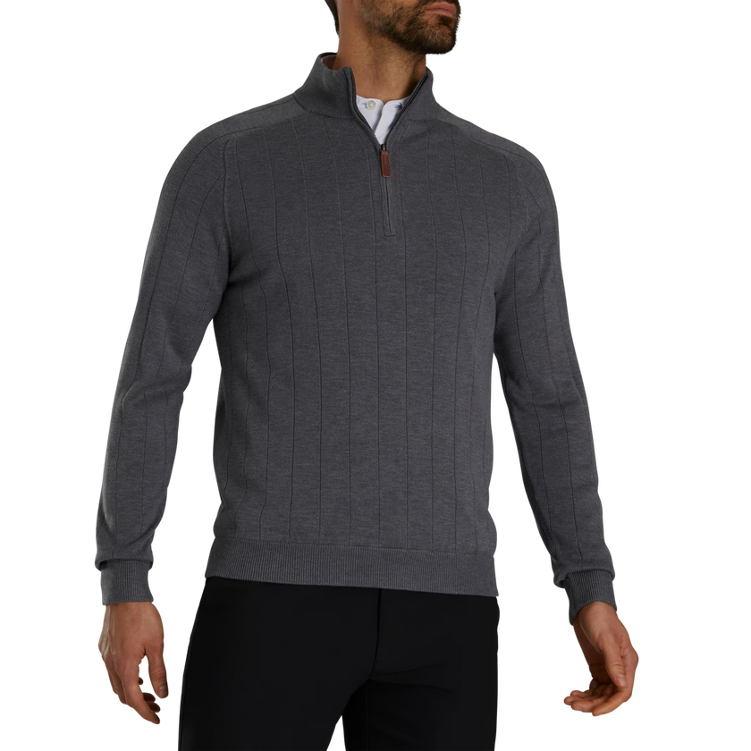 2026 FootJoy Men's Wool Blend Drop Needle Lined Pullover - Charcoal