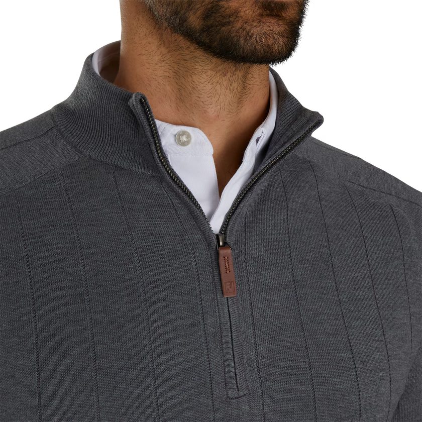 2026 FootJoy Men's Wool Blend Drop Needle Lined Pullover - Charcoal