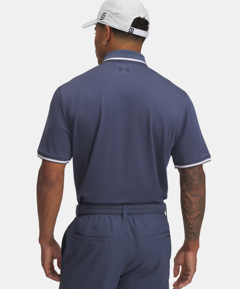 2025 Under Armour Men's Playoff 3.0 Rib Polo - Downpour Grey/Midnight Navy
