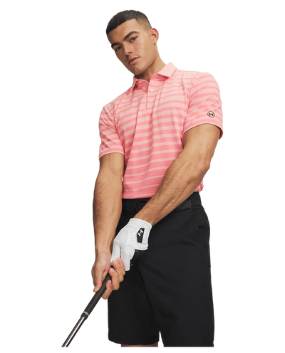 Under Armour Men's Drive Stripe Polo - Posh Pink/Midnight Navy