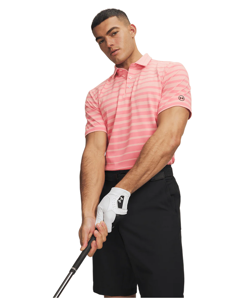 Under Armour Men's Drive Stripe Polo - Posh Pink/Midnight Navy