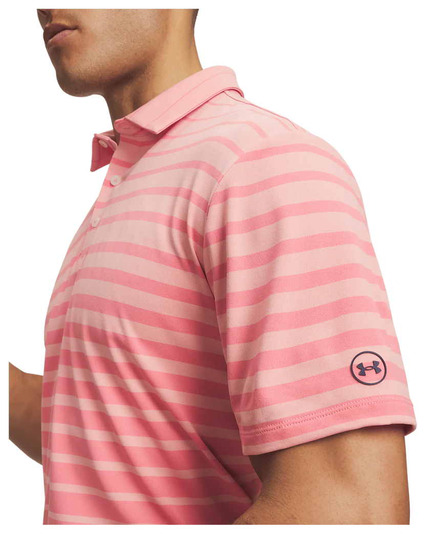 Under Armour Men's Drive Stripe Polo - Posh Pink/Midnight Navy