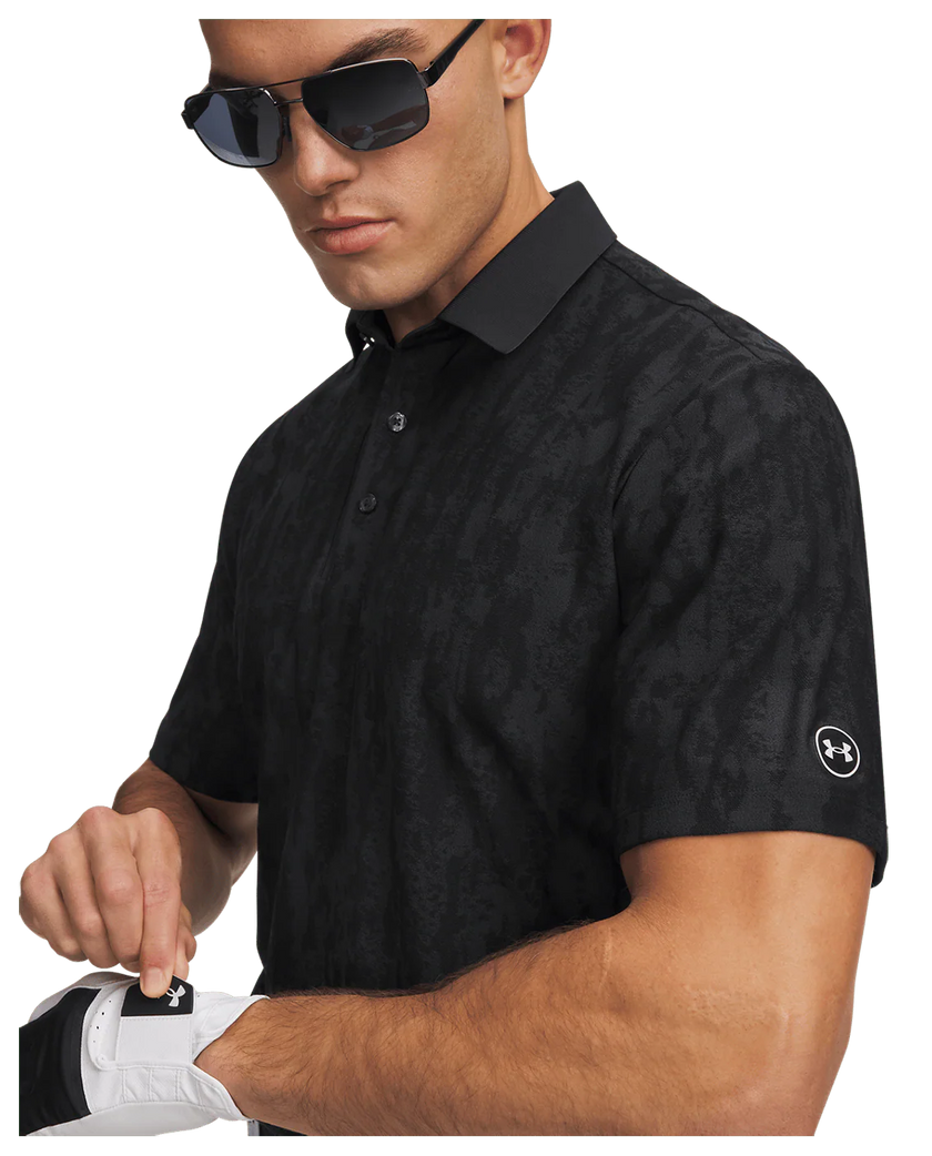 Under Armour Men's Drive Jacquard Polo - Black/Anthracite/Halo Grey