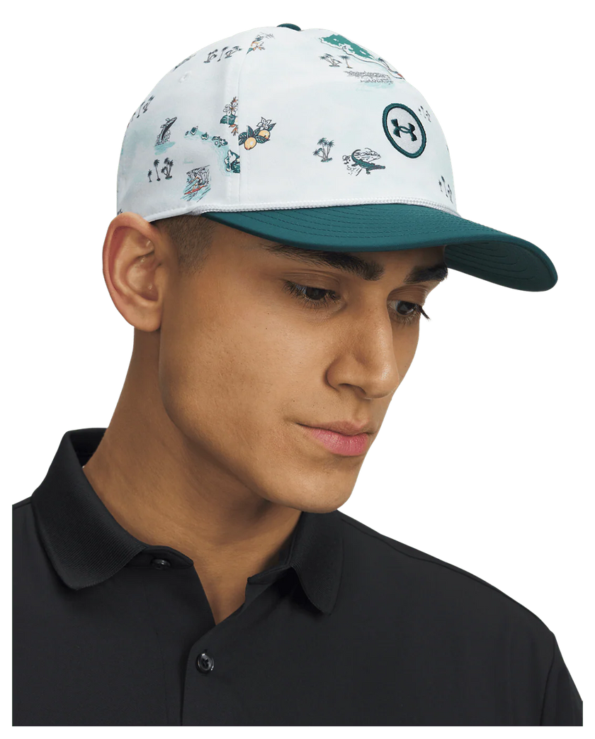 Under Armour Men's Drive Mid Nylon Adjustable Hat - White/Arden Green/Arden Green