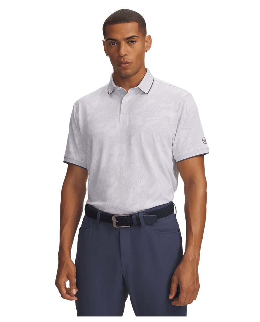Under Armour Men's ArmourDry Jacquard Polo - White/Halo Grey/Castlerock