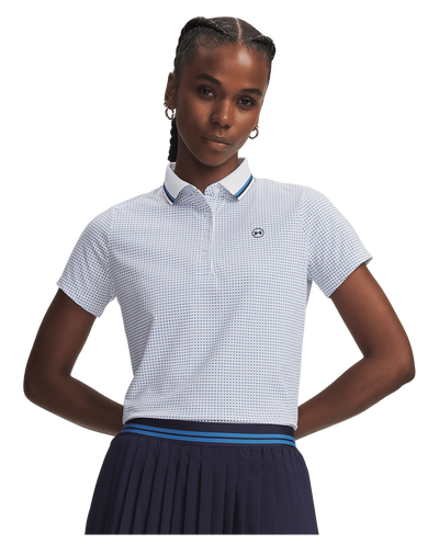 Under Armour Women's ArmourDry Printed Polo - White/Aegean Blue/Midnight Navy