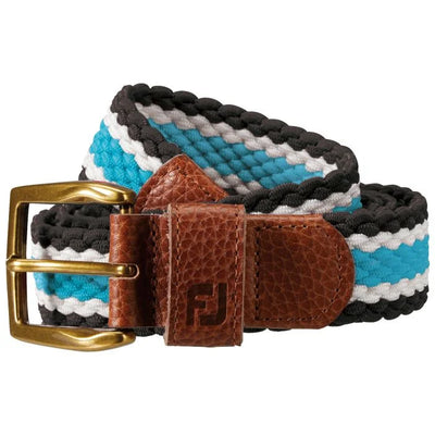 2024 FootJoy Striped Braided Belt - Black / Pool / White