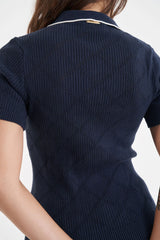 2025 Huffer Women's Diamond Knit Polo - Navy