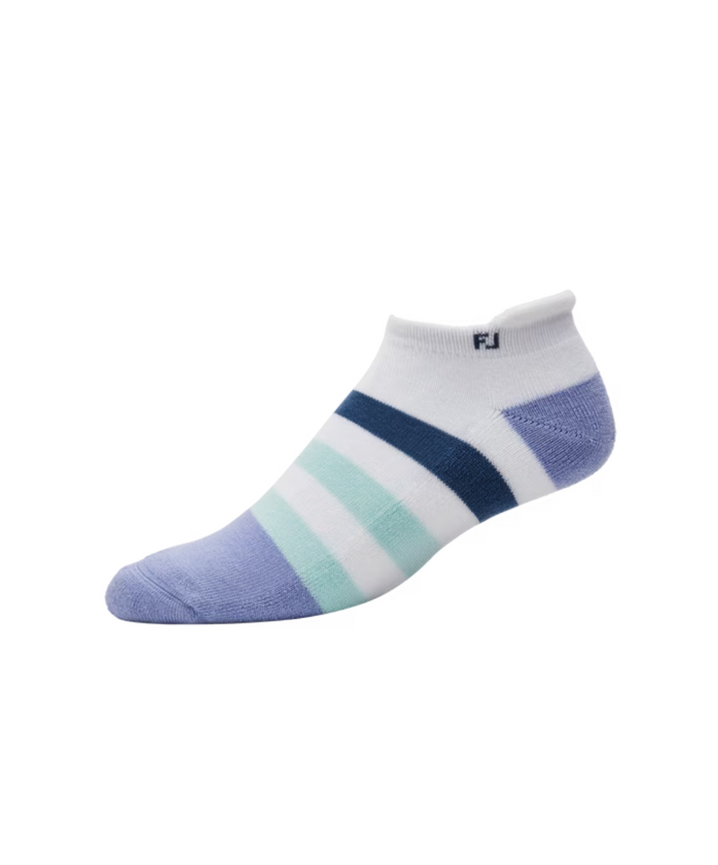 2024 FootJoy ProDry Fashion Roll Tab Women's Socks - White / Purple / Green