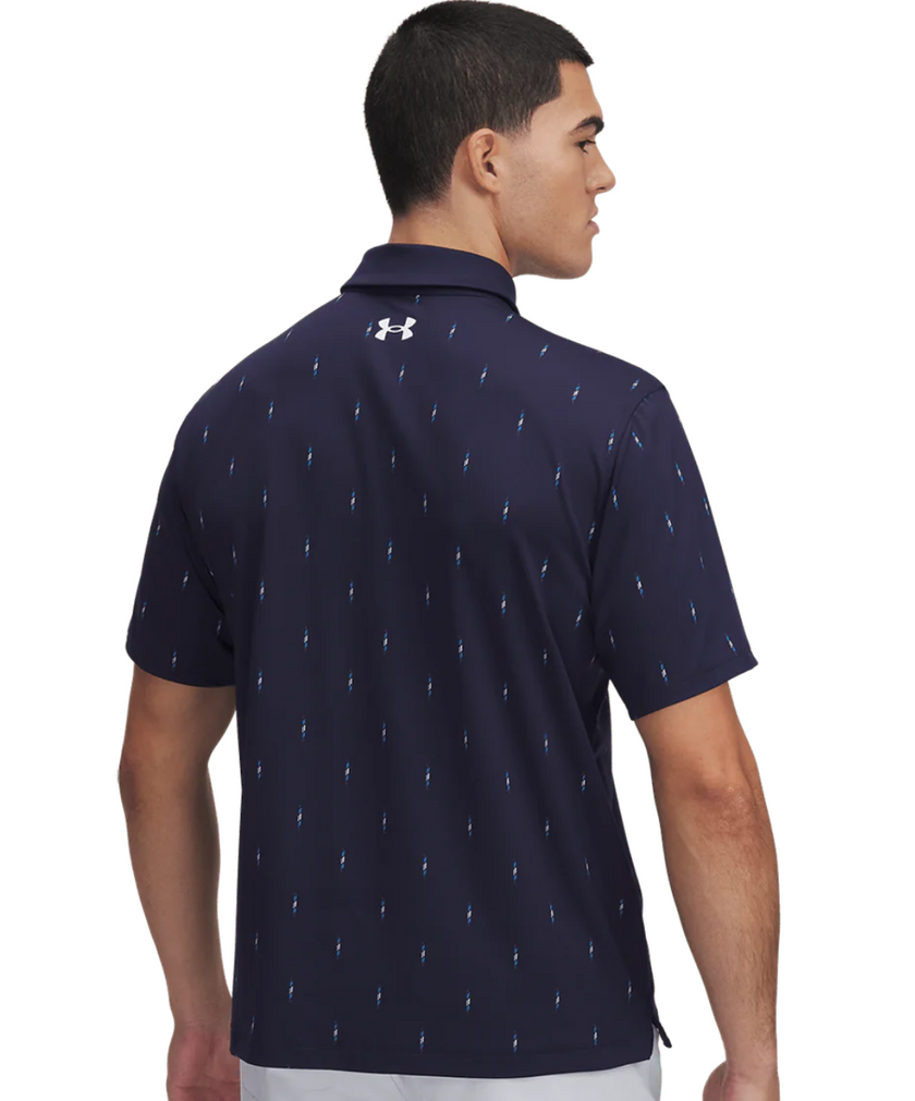 2025 Under Armour Men's T2G Printed Polo - Midnight Navy/White