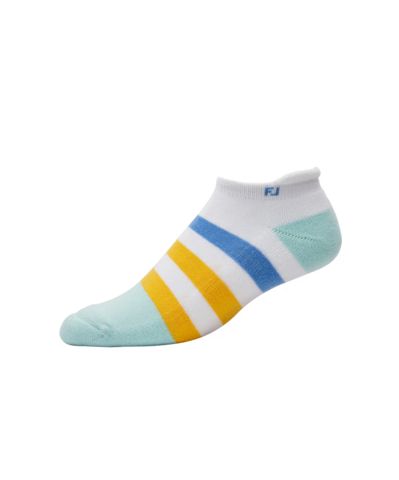 2024 FootJoy ProDry Fashion Roll Tab Women's Socks - White / Green / Yellow