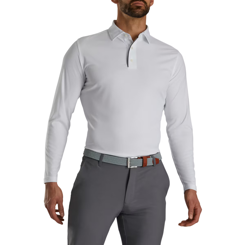 FootJoy Men's Performance Long Sleeve Sun Protection Polo - White