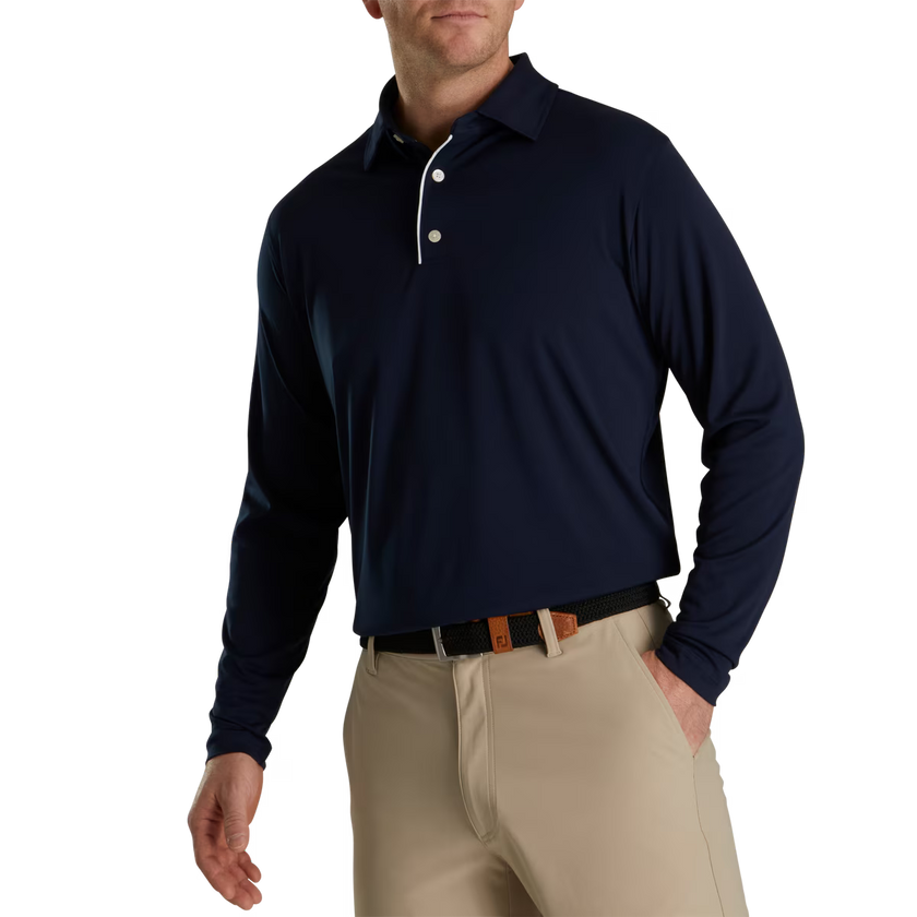 FootJoy Men's Performance Long Sleeve Sun Protection Polo - Navy