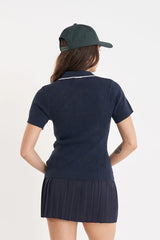 2025 Huffer Women's Diamond Knit Polo - Navy