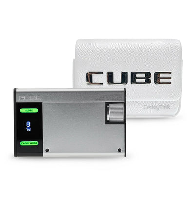 CaddyTalk Cube Laser Rangefinder Silver - With White Case