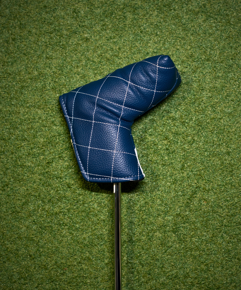 Clubroom Elite Two Tone Vintage Quilt Stitch Blade Putter Headcover - Navy/White