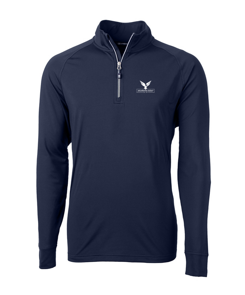 Cutter & Buck Men's Adapt Eco Knit Stretch Quarter Zip Pullover- Navy (Akarana Golf Club Logo)