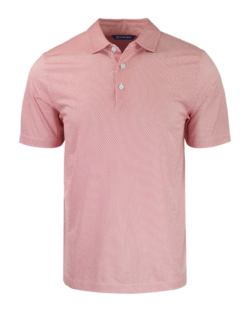 2025 Cutter & Buck Men's Pike Eco Symmetry Print Polo - White/Red