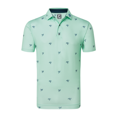 2024 FootJoy Thistle Print Lisle Men's Polo - Sea Glass