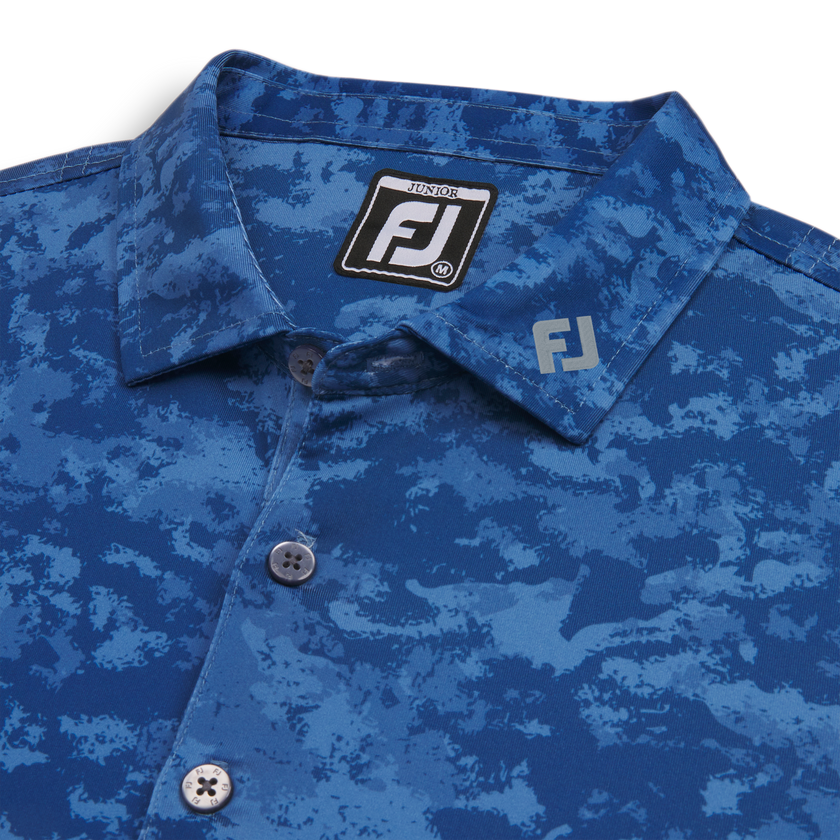 2024 FootJoy Junior Cloud Camo Self Collar Polo - Twilight