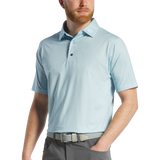 2025 FootJoy Leaf Print Lisle Self Collar Polo - Lake Blue/White