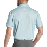 2025 FootJoy Leaf Print Lisle Self Collar Polo - Lake Blue/White