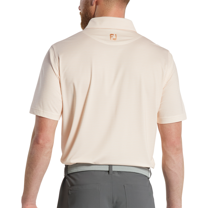 2025 FootJoy Men's Skyscrapper Print Lisle Self Collar Polo - Sunset/White