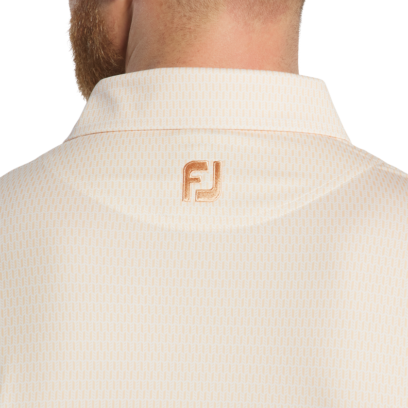 2025 FootJoy Men's Skyscrapper Print Lisle Self Collar Polo - Sunset/White