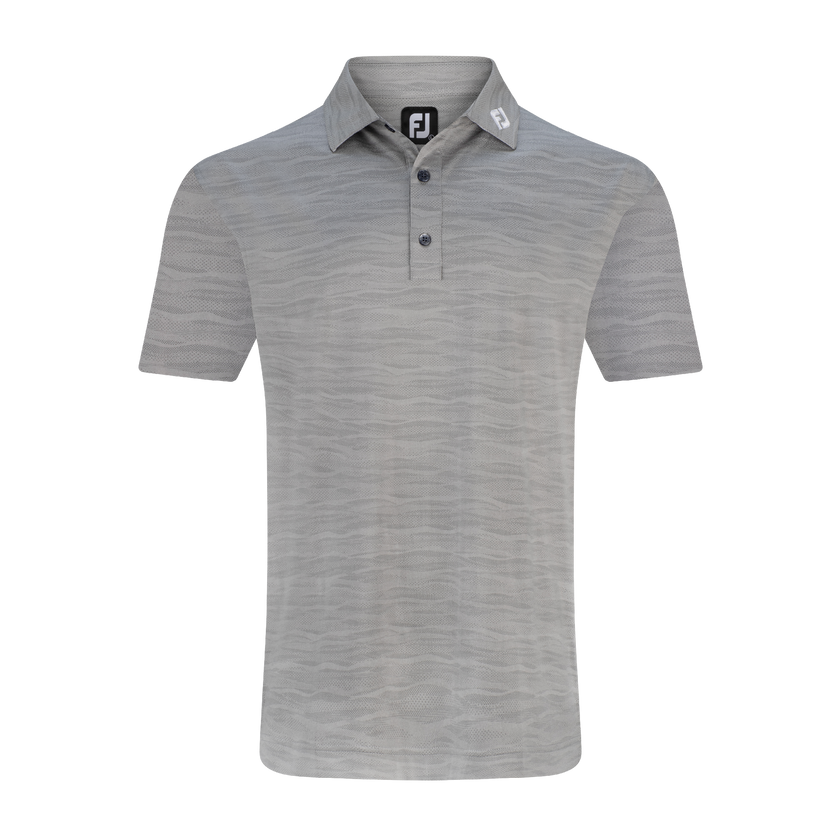 2025 FootJoy Men's Jacquard Wave Self Collar Polo - Platinum