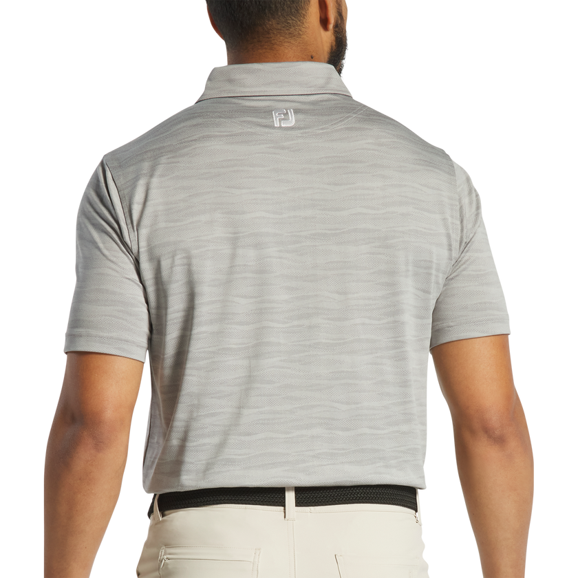 2025 FootJoy Men's Jacquard Wave Self Collar Polo - Platinum