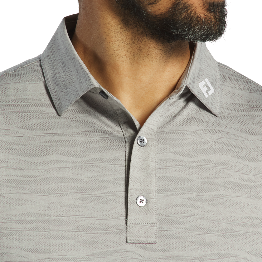 2025 FootJoy Men's Jacquard Wave Self Collar Polo - Platinum