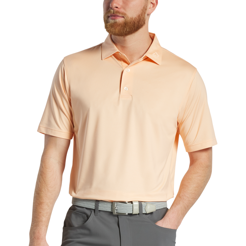 2025 FootJoy Men's Pinwheel Print Lisle Self Collar Polo - Sunset