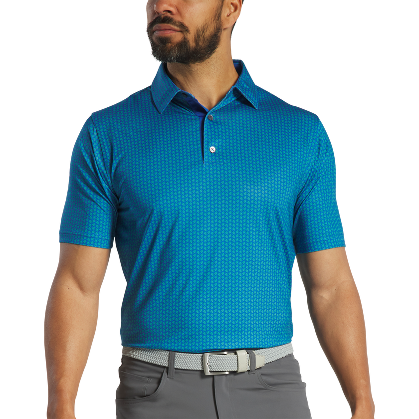 2025 FootJoy Men's Leaf Print Polo - Emerald / Blue