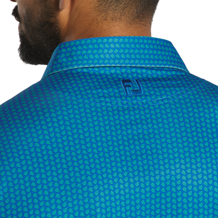 2025 FootJoy Men's Leaf Print Polo - Emerald / Blue