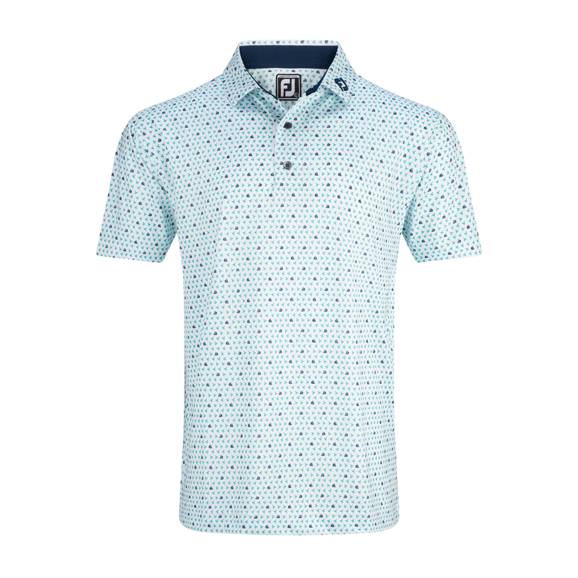 2025 FootJoy Men's Flying Wasp Polo - White / Emerald / Navy