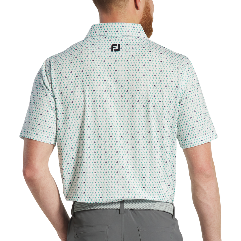 2025 FootJoy Men's Flying Wasp Polo - White / Emerald / Navy