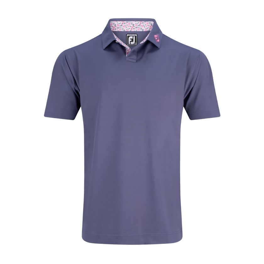 2025 FootJoy Solid Stretch Pique Floral Trim Polo - Purple