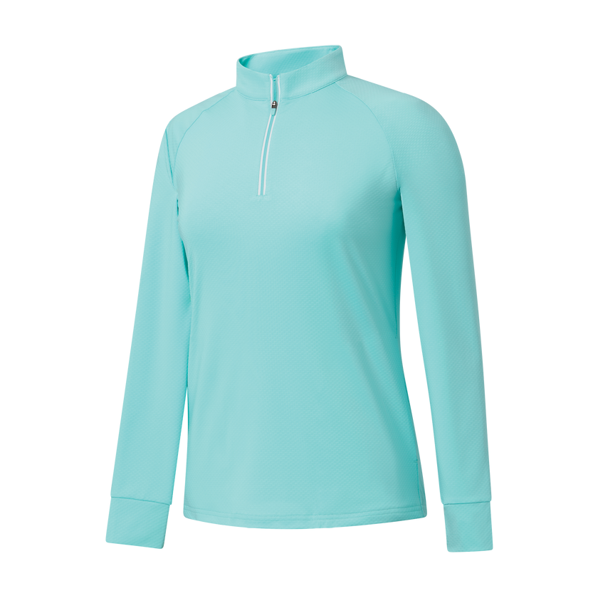 2025 FootJoy Women's 1/4 Zip Dot Jacquard Midlayer - Aqua