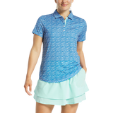 2025 FootJoy Women's Floral Print Short Sleeve Shirt - Aqua/White