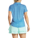 2025 FootJoy Women's Floral Print Short Sleeve Shirt - Aqua/White