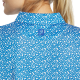 2025 FootJoy Women's Floral Print Short Sleeve Shirt - Aqua/White