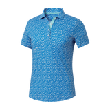 2025 FootJoy Women's Floral Print Short Sleeve Shirt - Aqua/White